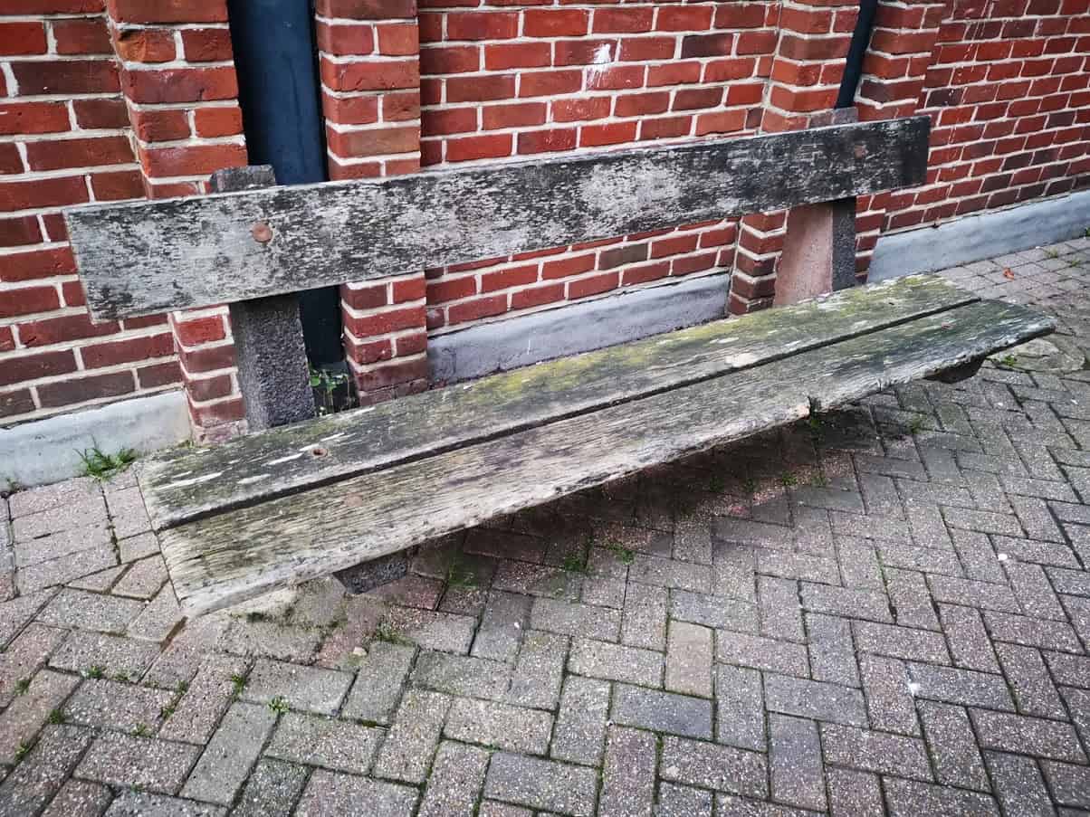 an old bench in the town